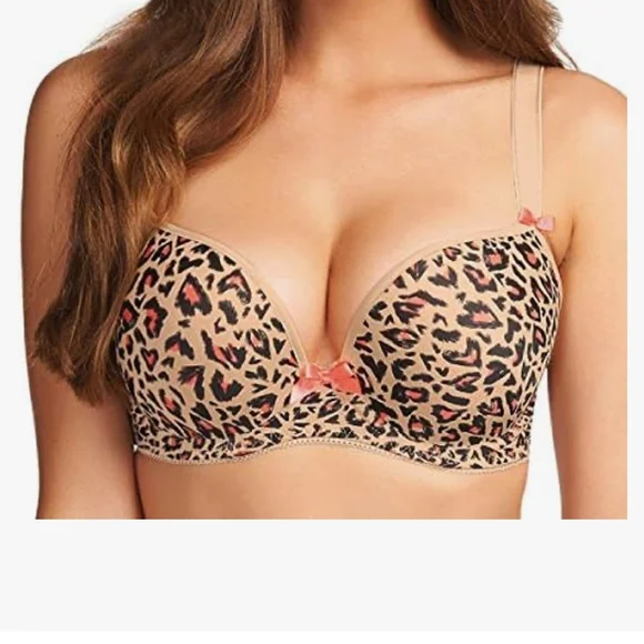 Freya Animal Print Underwire Molded Plunge Women's Bra Size 30H - Picture 1 of 11